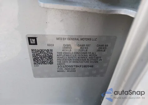 2019 Chevrolet Malibu Lt from USA, damaged, VIN 1G1ZD5ST9KF182046